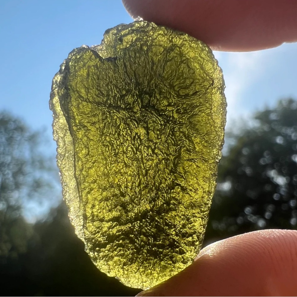 Moldavite Tektite Crystal 55 carats XL from Czech Republic Extremely Rare